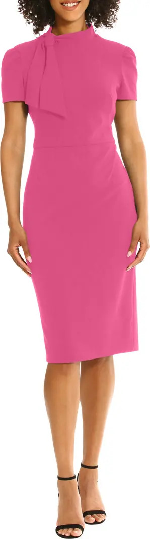 Tie Neck Puff Sleeve Scuba Crepe Dress | Nordstrom Rack