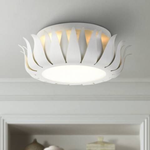 Crystorama Broche 16" Wide Floral Matte White Ceiling Light | LampsPlus.com