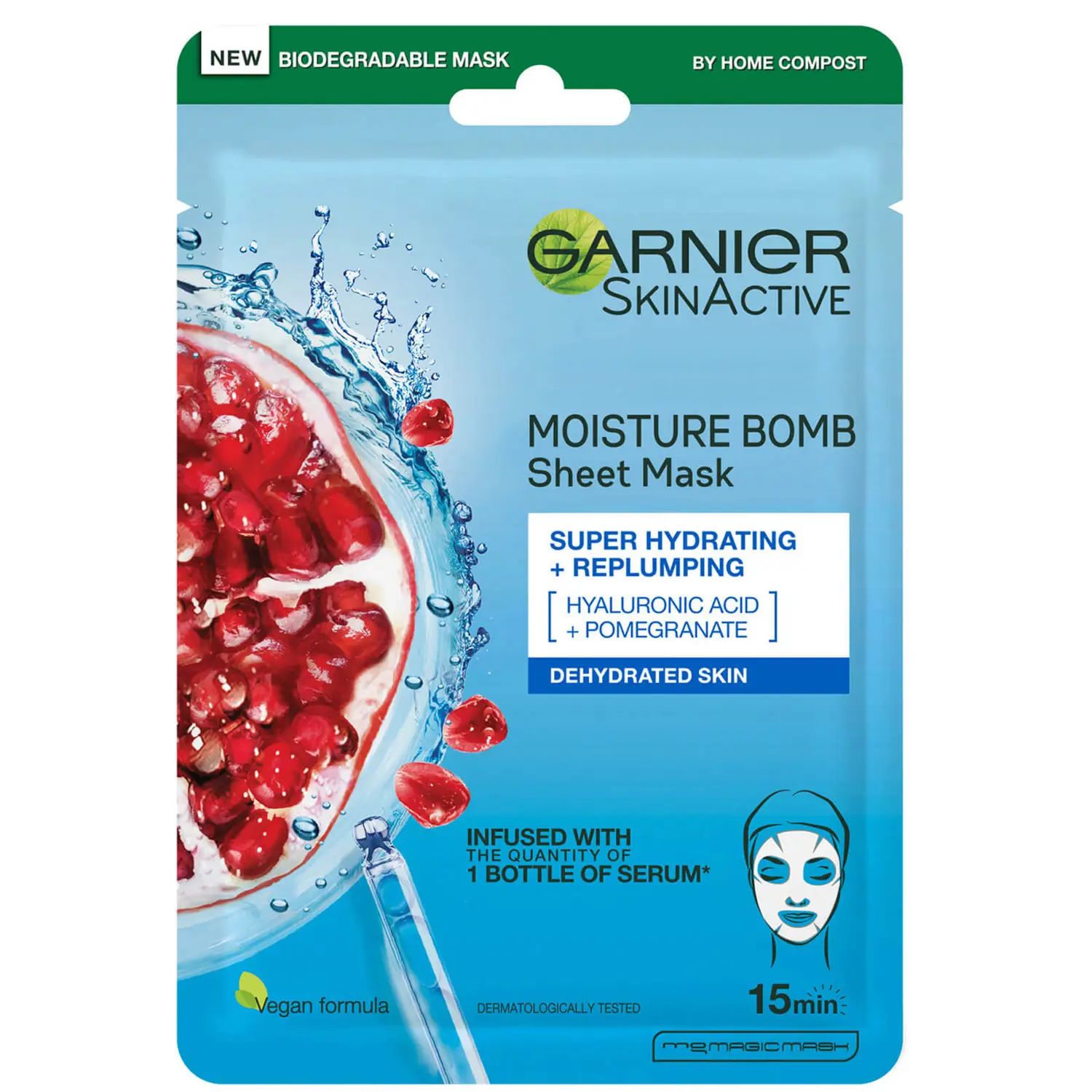 Garnier Moisture Bomb Pomegranate Hydrating Face Sheet Mask | Look Fantastic (ROW)