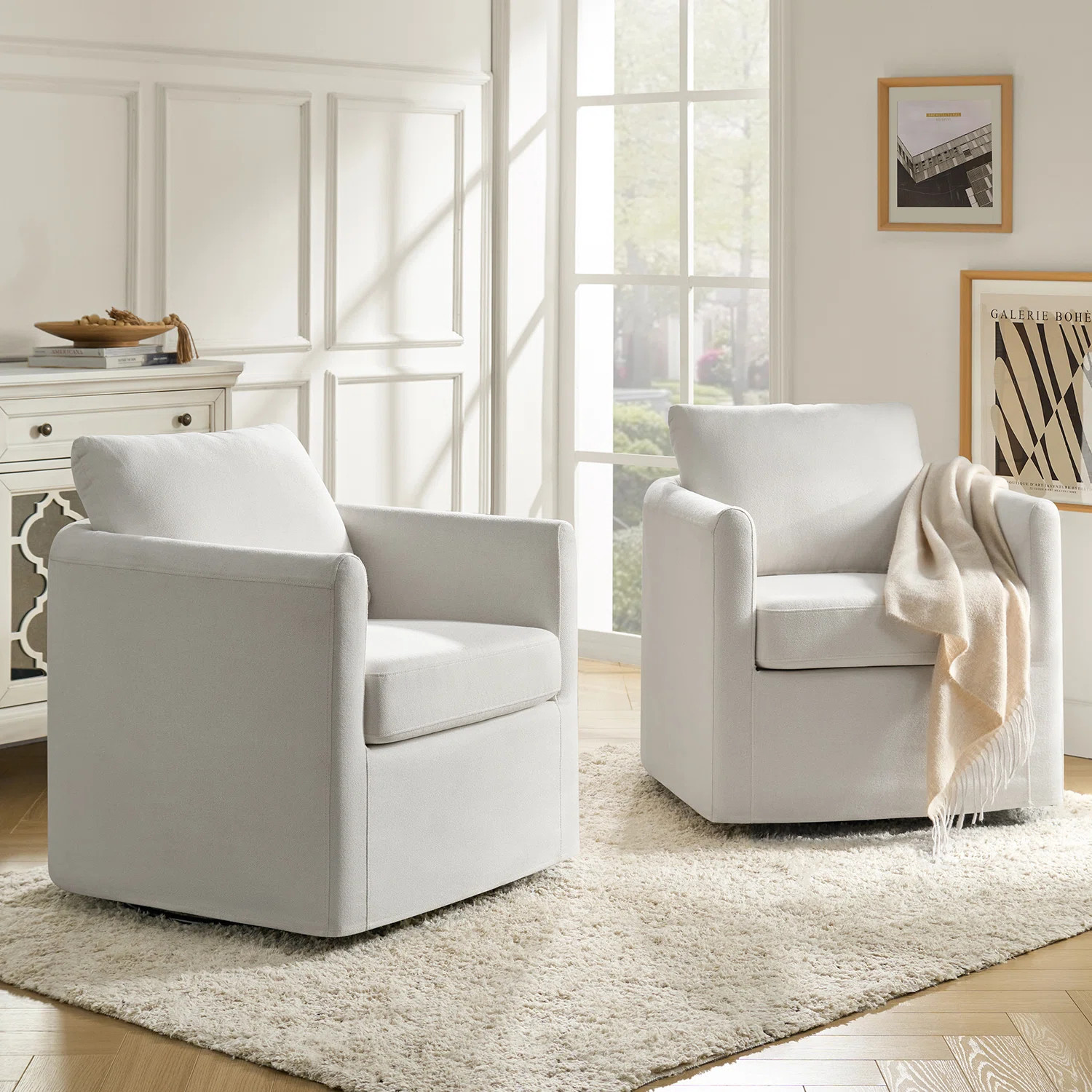 Nicha Upholstered Swivel Barrel Chair (Set of 2) | Wayfair North America