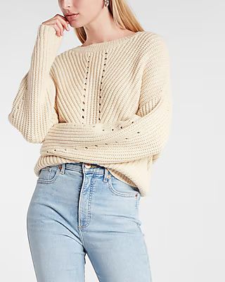 Open Stitch Crew Neck Sweater | Express