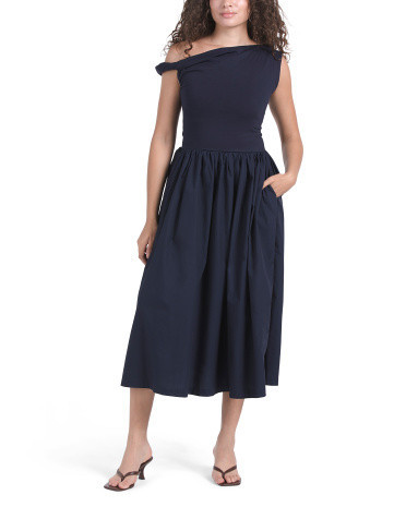 Parker Mixed Media Midi Dress For Women, Spandex/Cotton | TJ Maxx