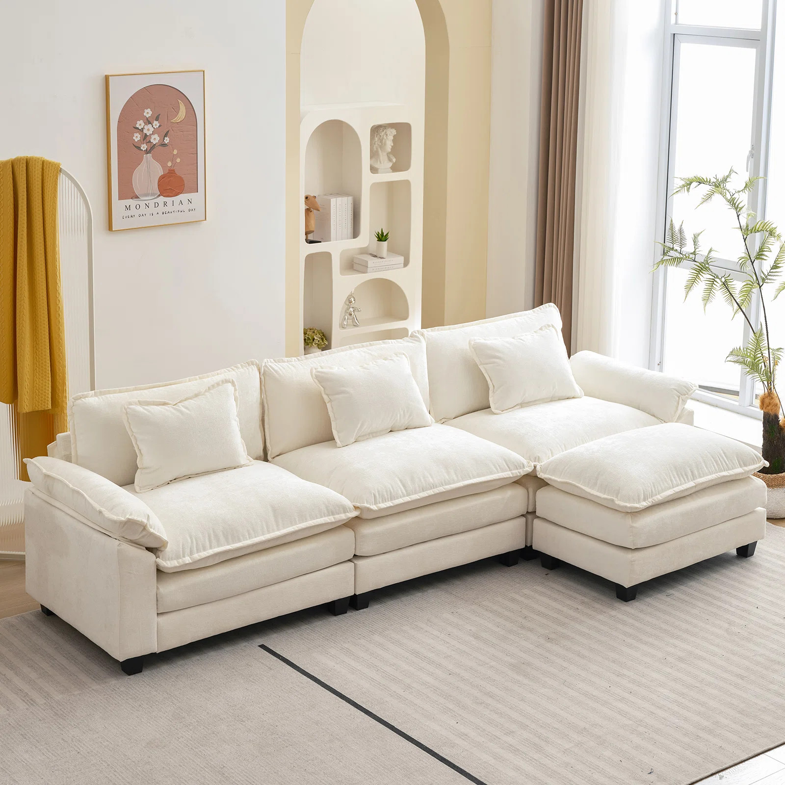 Latitude Run® 120" Sectional Sofa Comfy Cloud Couch for Living Room Modern Sofa Sleeper Deep Cou... | Wayfair North America