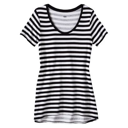 Women's Drapey Scoop Tee - Black/White Stripe | Target