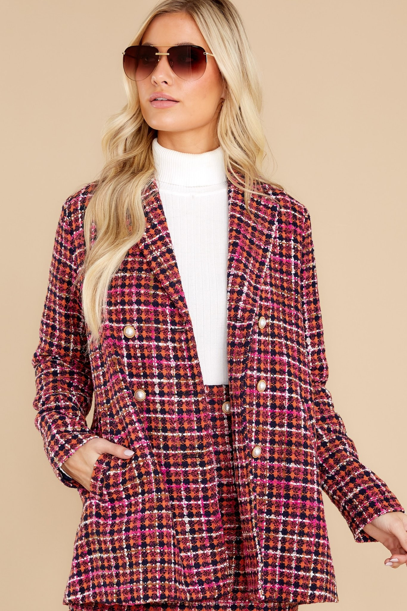 Feeling Of Success Fuchsia Pink Tweed Coat | Red Dress 