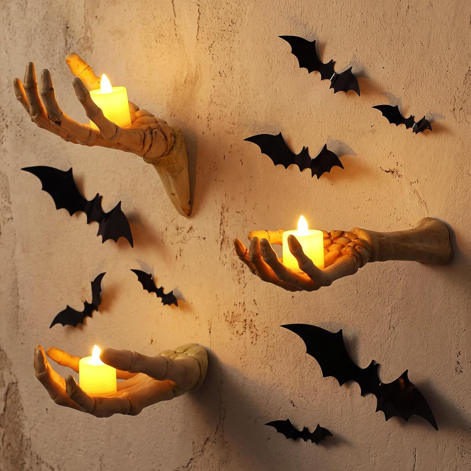 Gerrii 3 Pack Halloween Skeleton Hands Wall Decor, Life-size Gothic | Amazon (US)