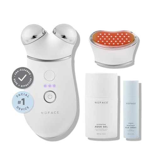 NuFACE Trinity+ Microcurrent Facial Device + LED Red Light Wrinkle Reducer Attachment - FDA Cleared Skin Tightening Device + Microcurrent Gel Activator & Silk Creme | Amazon (US)