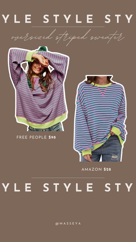 My amazon sweater is so similar to Free People and I love it so much, I am wearing a size medium! 

Free people, amazon fashion, spring style, oversized striped sweater, purple sweater, boho style, spring trends 

#LTKSeasonal #LTKstyletip #LTKfindsunder100