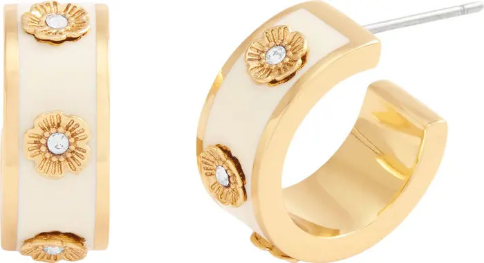 COACH Tea Rose Enamel Hoop Earrings | Nordstrom | Nordstrom