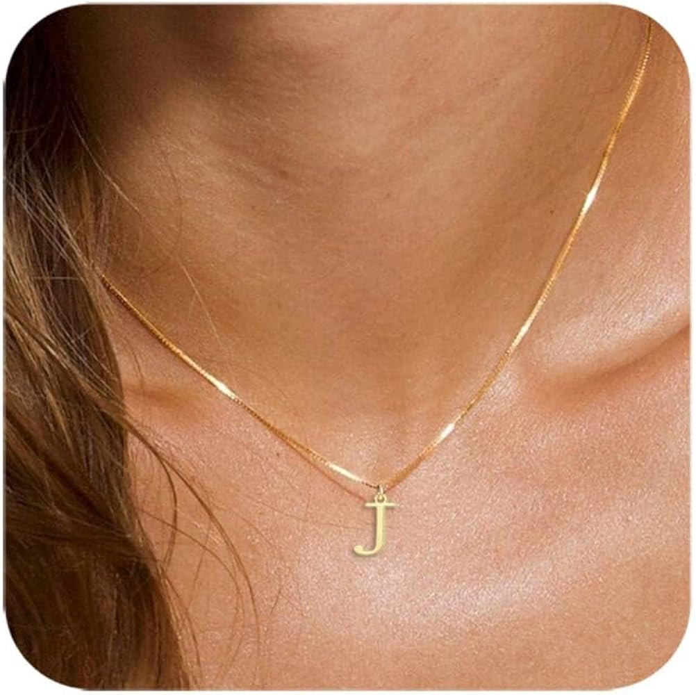 RLMOON Gold/Silver Initial Necklace for Women 14K Gold Plated Dainty Letter Necklace Tiny Silver ... | Amazon (US)