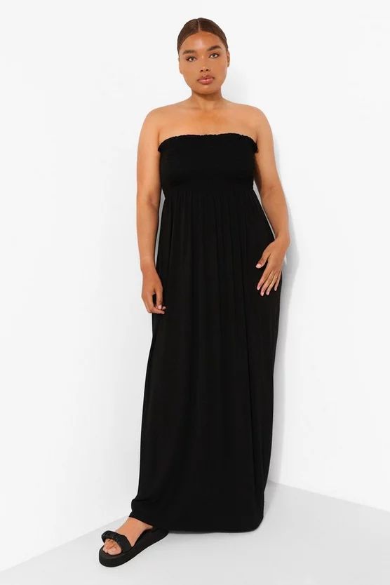Plus Shirred Bandeau Maxi Dress | Boohoo.com (US & CA)