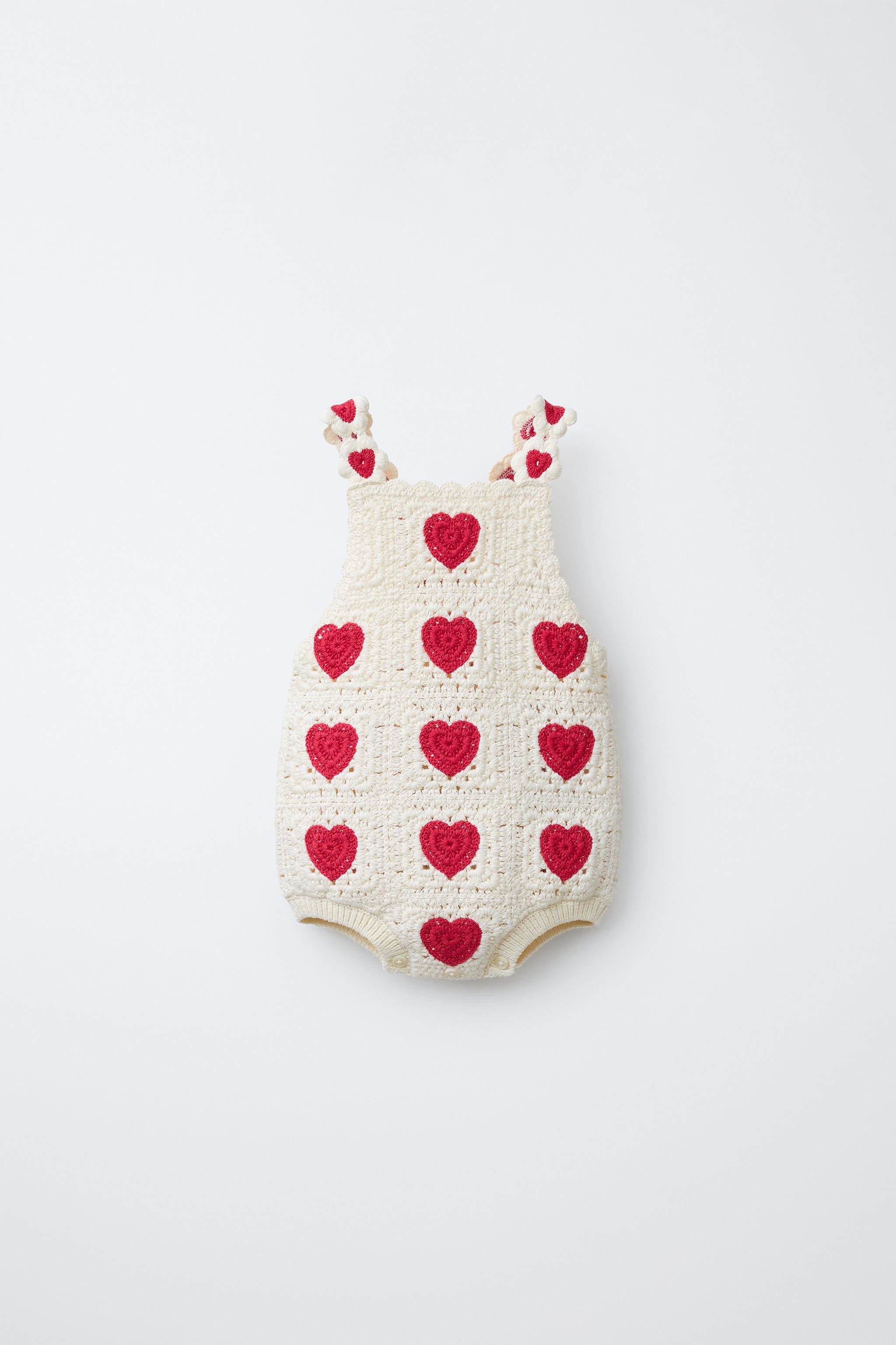 HEARTS CROCHET KNIT ROMPER | Zara US