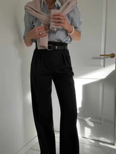 outfit inspiration, minimal style, fall outfit, Sezane Paris, wide leg trousers, black formal trousers, oversized wool cardigan, & Other Stories, Classic collared shirt, Marino trousers, Nederland. 

#LTKstyletip #LTKeurope #LTKSeasonal