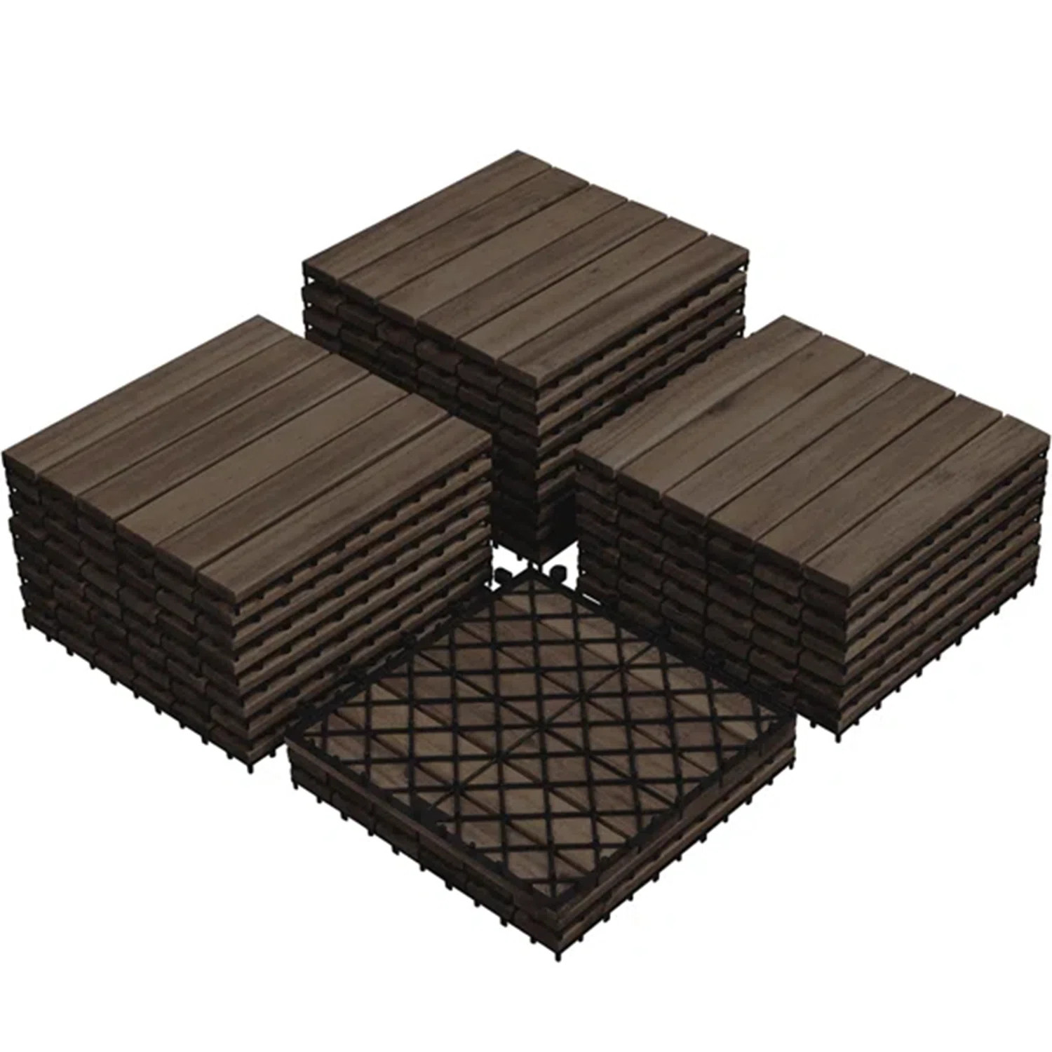 Acacia Natural Wood Interlocking Deck Tiles for Indoor and Outdoor (Set of 27) | Wayfair North America