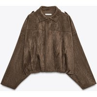 Zara - Suede Effect Bomber Jacket In Dark Brown - S - Woman | Zara UK