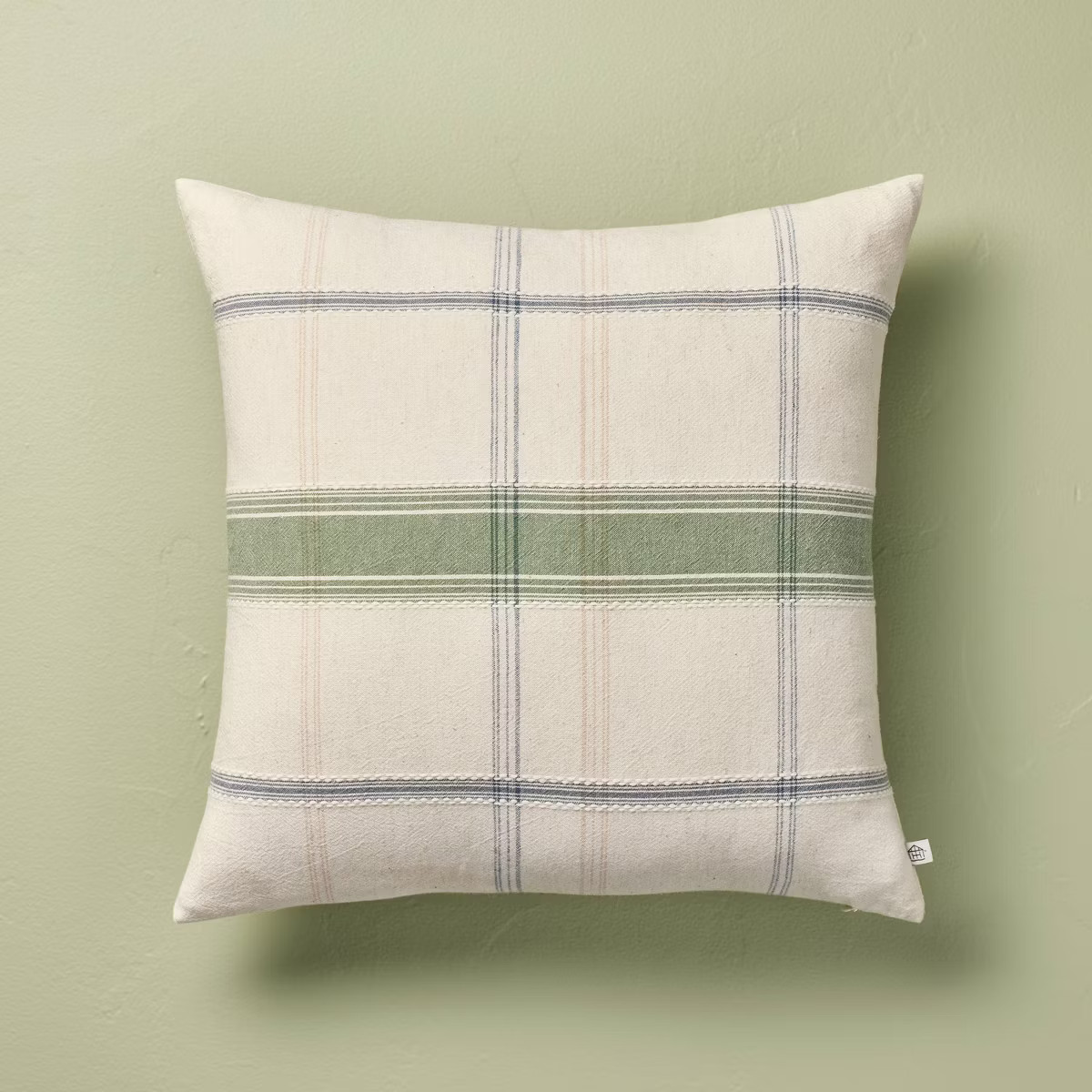 18"x18" Throw Pillow Sour Cream and Green Plaid - Hearth & Hand™ with Magnolia | Target
