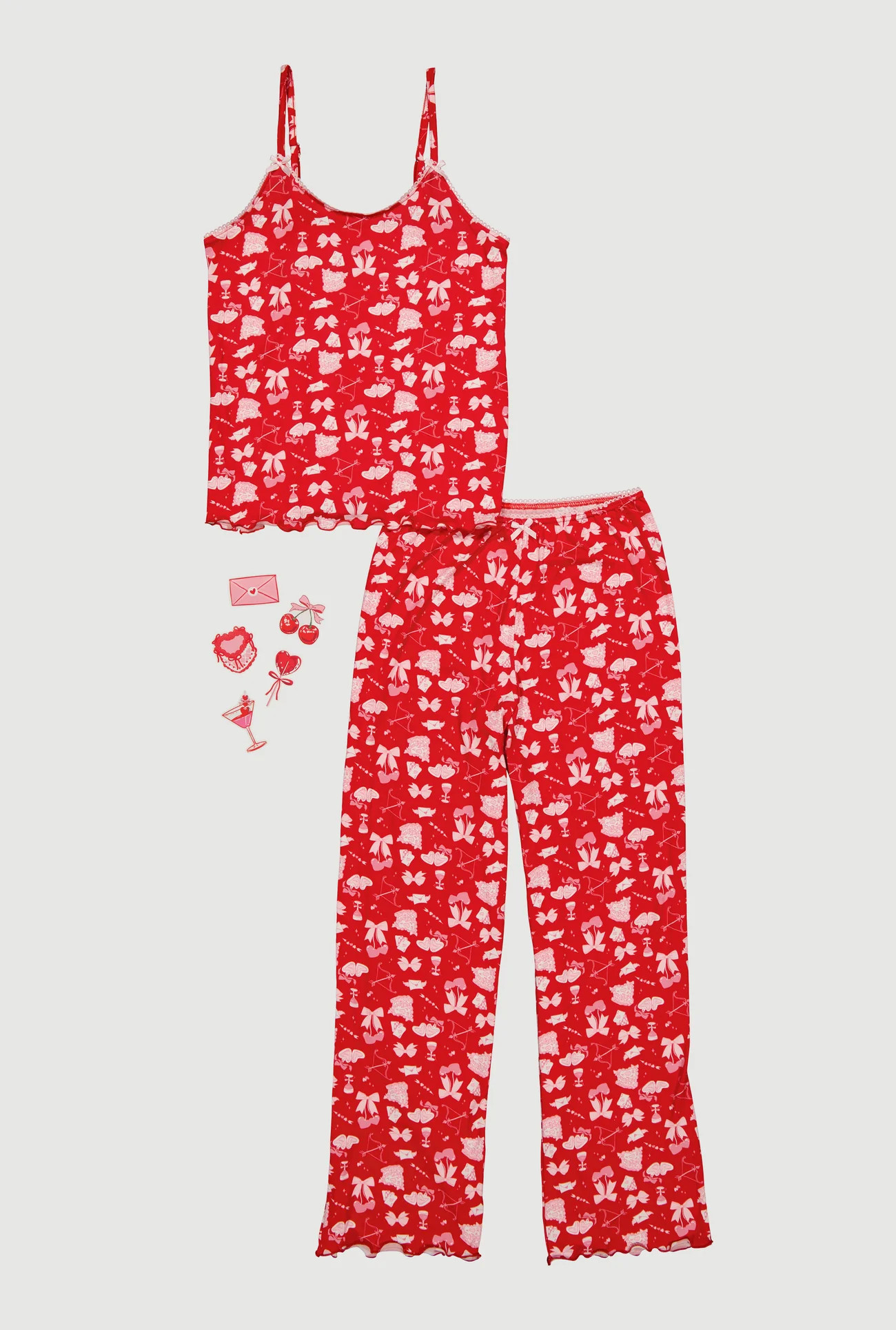 Cupid Bow Print Pajama Cami and Pants Set with Stickers | Rainbow Shops