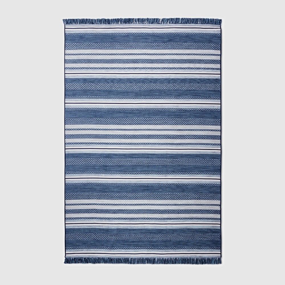 7' x 10' Global Stripe Outdoor Rug Blue - Threshold | Target