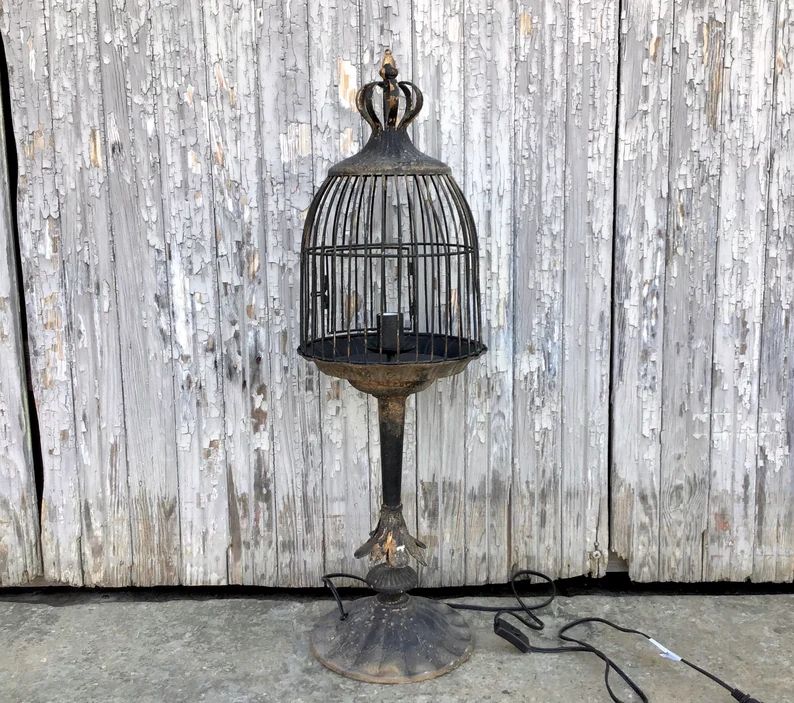 Metal Birdcage Crown Lamp, Table Lamp, Vintage Design Staging, French Country, Upscale Farmhouse | Etsy (US)