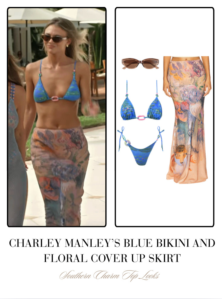 Charley Manley's Blue Bikini and Floral Cover Up Skirt 

 