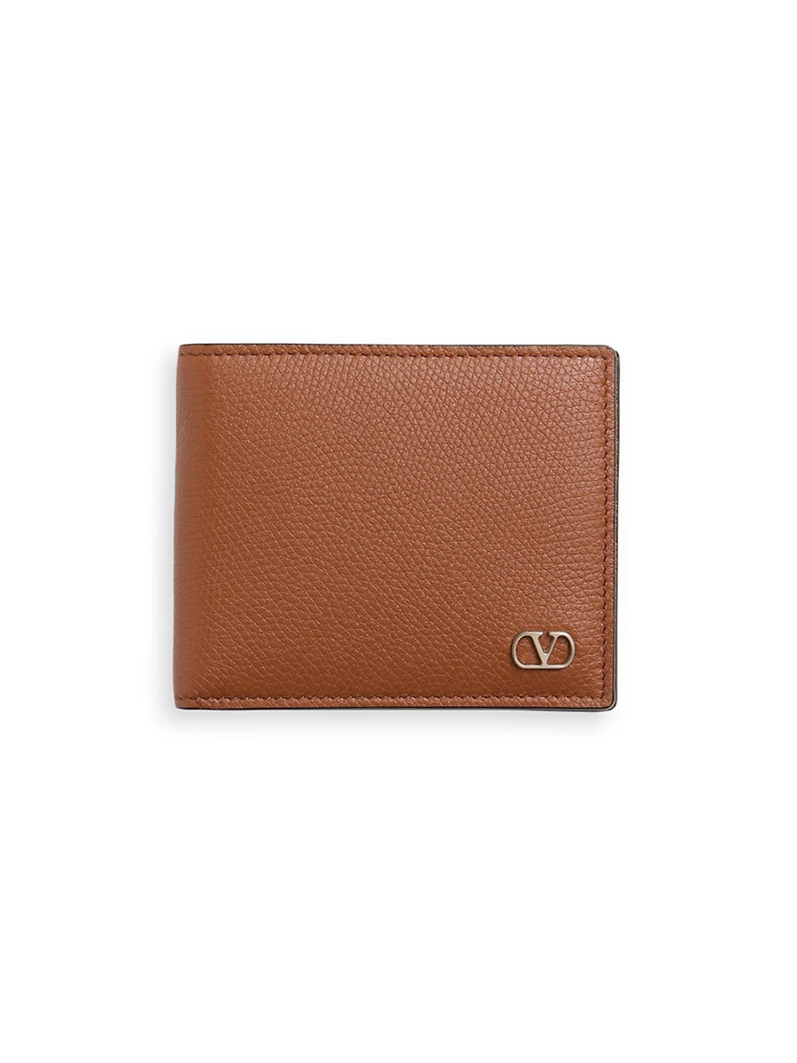 Men's VLogo Signature Grainy Calfskin Wallet - Saddle Brown | Saks Fifth Avenue