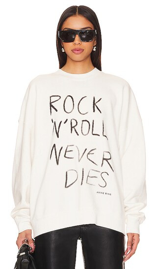 Miles Sweatshirt Rock N Roll in Ivory | Revolve Clothing (Global)