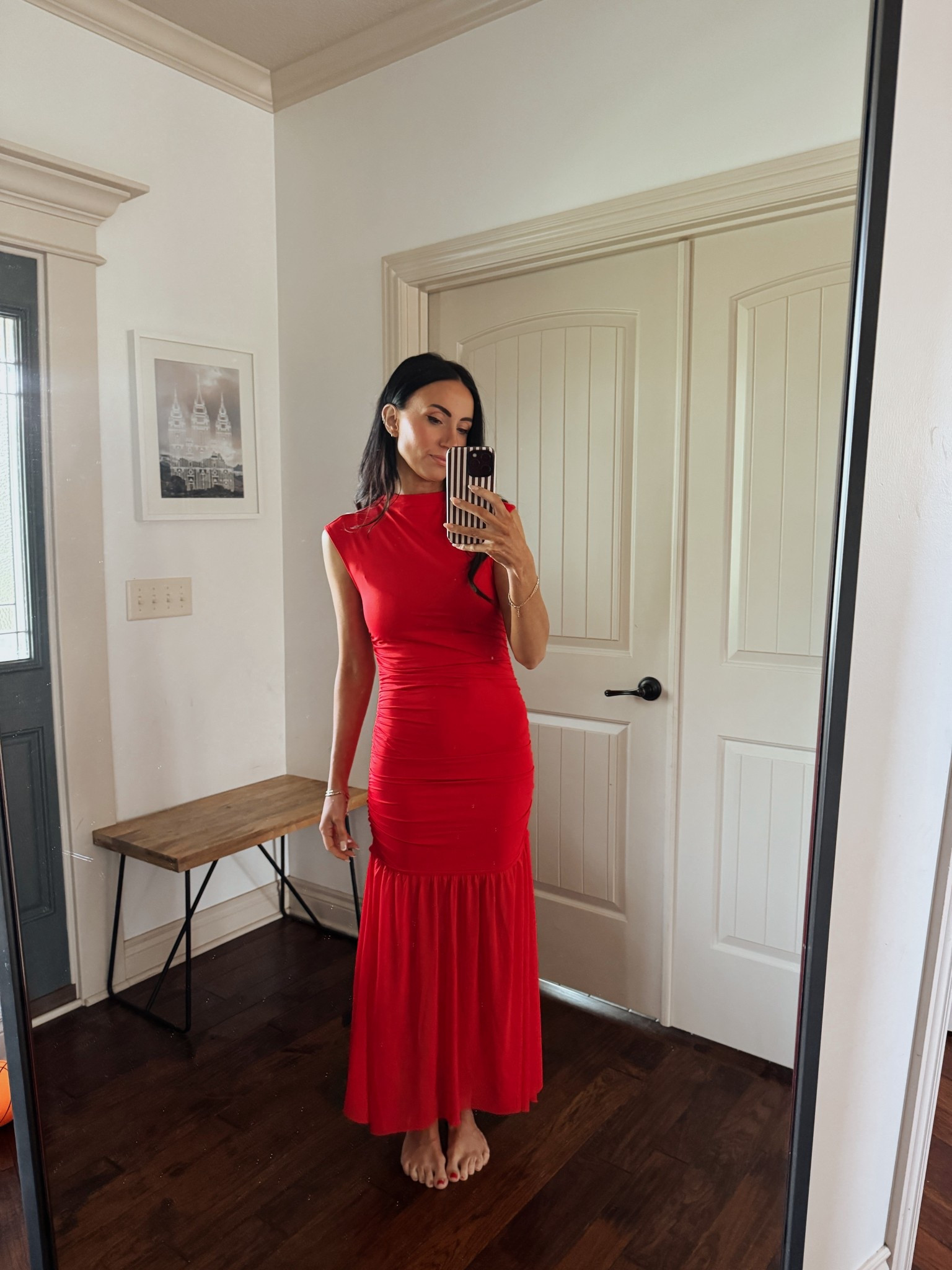 The prettiest formal red dress for under $85. What?!? Comes in brown too- wearing XS. 