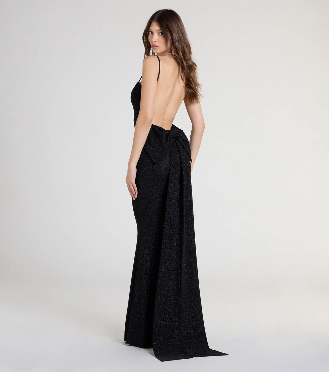 Gwendolyn Glitter Knit Bow-Back Mermaid Dress | Windsor Stores