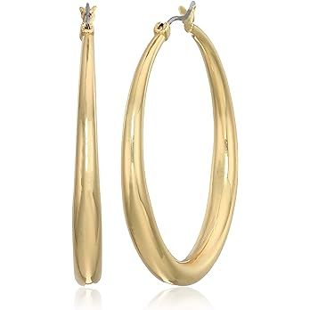 Anne Klein Classics Silvertone Large Oval Hoop Earrings | Amazon (US)