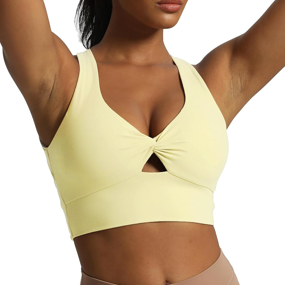 Aoxjox Women's Workout Sports Bras Twist Front Fitness Training Gym Bra Yoga Crop Lola Tank | Amazon (US)