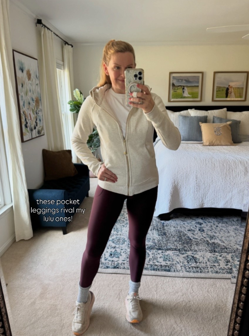 Running outfit - these pocket leggings rival my lulu fast and free ones. Almost exactly the same and good compression if you’re looking for a more affordable option!

#LTKSeasonal #LTKActive #LTKfitnessgoals