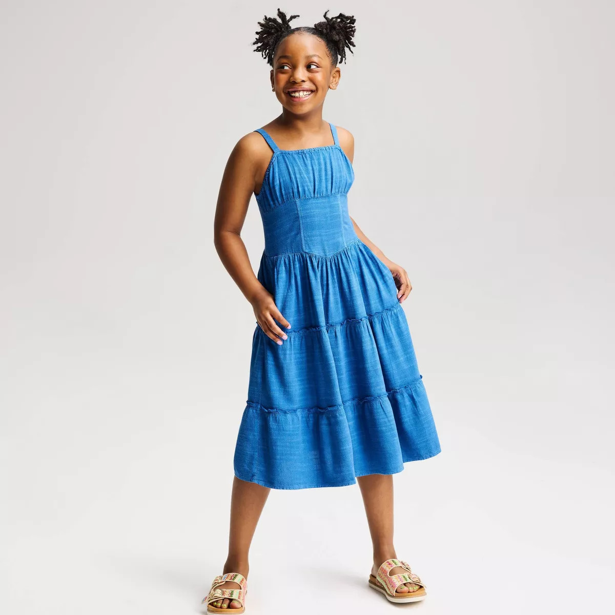 Girls' Midi A-Line Dress - Cat & Jack™ Indigo M | Target