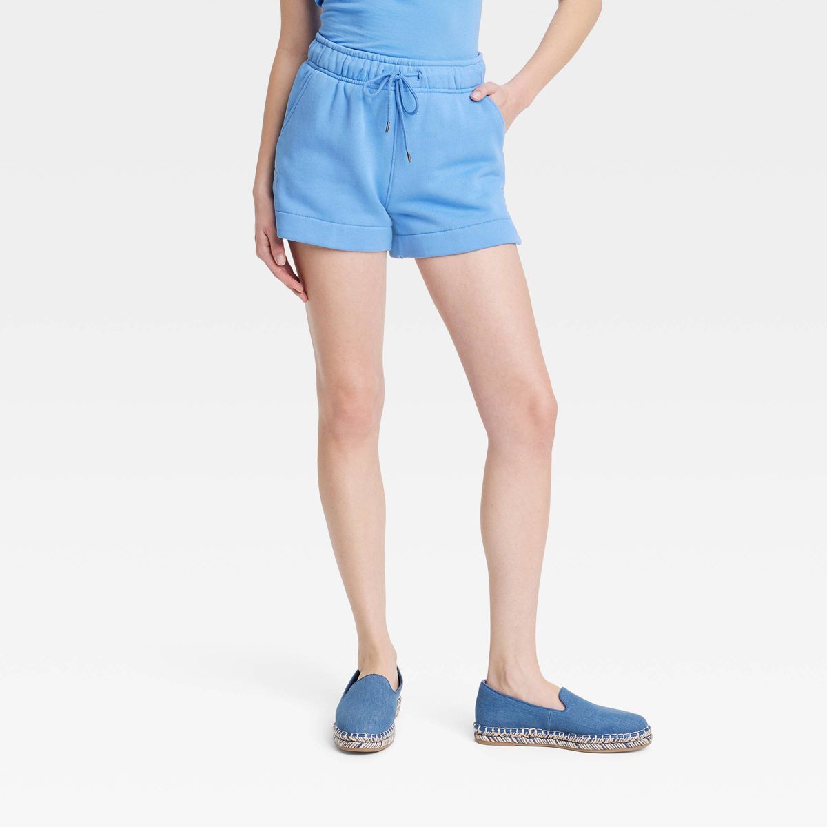 Women's Mid-Rise Fleece Shorts - Universal Thread™ Blue XS | Target