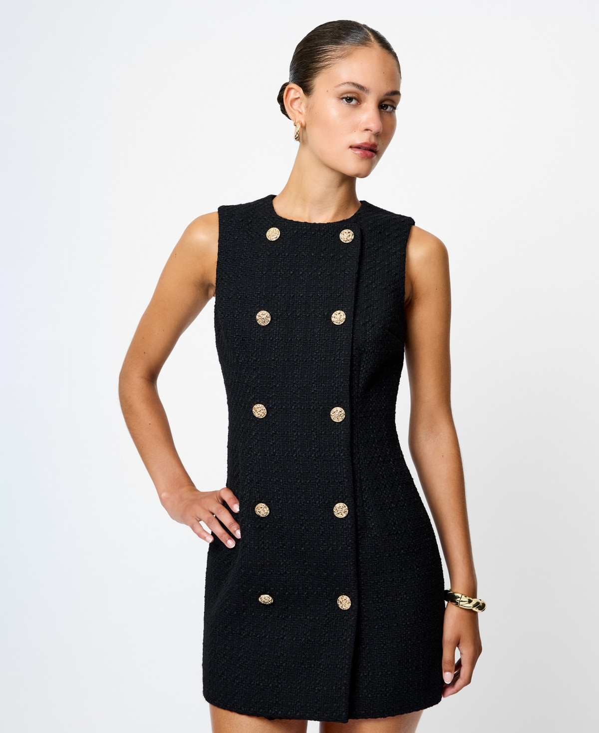 French Connection Women's Sleeveless Structured Tweed Dress - Black | Macy's
