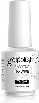 Vishine Top Coat- 15ML No Wipe Top Coat Gel Nail Polish High Gloss Shine Finish Long Lasting Home... | Amazon (US)
