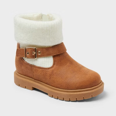 Toddler Girls' Trista Zippered Booties - Cat & Jack™ Cognac 10T | Target