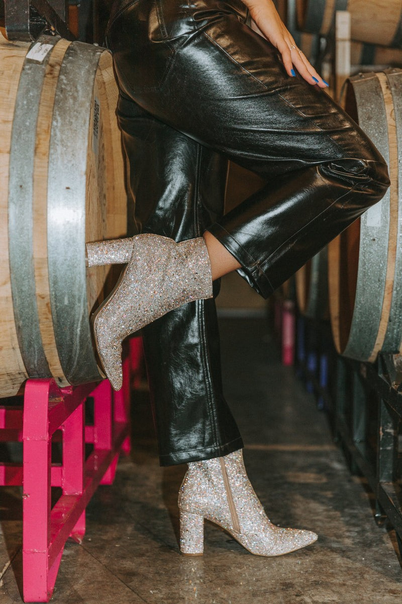 BuddyLove X Betsy Johnson | Cady Rhisnestone Booties | Silver | BuddyLove