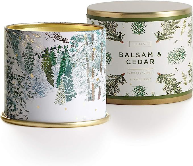 Illume 45250072000 Noble Holiday Collection Balsam & Cedar Vanity Tin, 11.8 oz Candle, Green | Amazon (US)