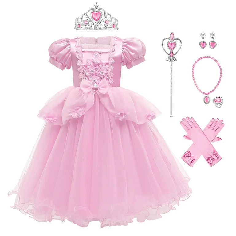 IBTOM CASTLE Little Girls Princess Halloween Cosplay Outfits for Kids Party Fancy Dress up Long E... | Walmart (US)