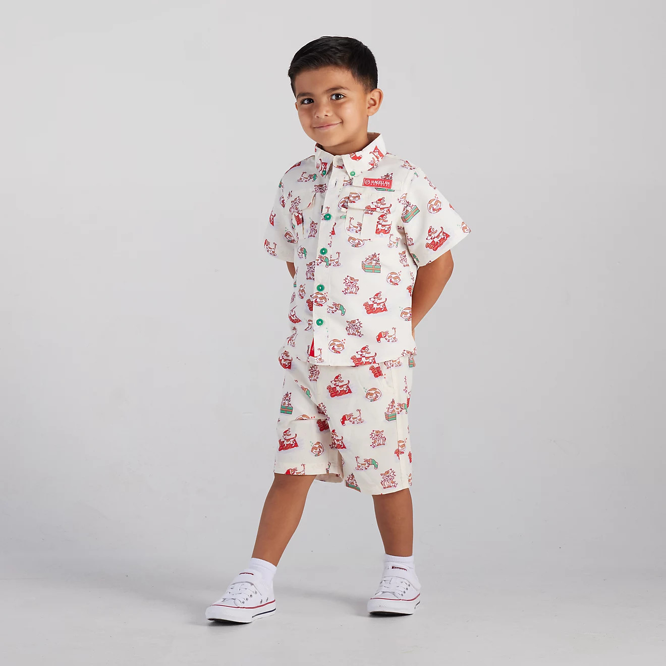 Magellan Outdoors Toddler Boys' Laguna Madre Christmas Pup Shirt and Shorts Set | Academy Sports + Outdoors