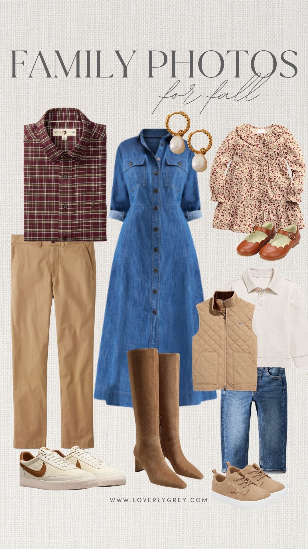 These fall family photo outfits combine neutrals with denim and prints to create the perfect cozy look! 

Loverly Grey, fall family photo outfit ideas, fall family photo dress, men’s fall outfit ideas, denim dress, maxi dress, fall dress, girl’s floral dress, girl’s fall dress, boy’s vest, boy’s fall outfit ideas, boy’s denim, boy’s jeans

#LTKKids #LTKFamily #LTKMens