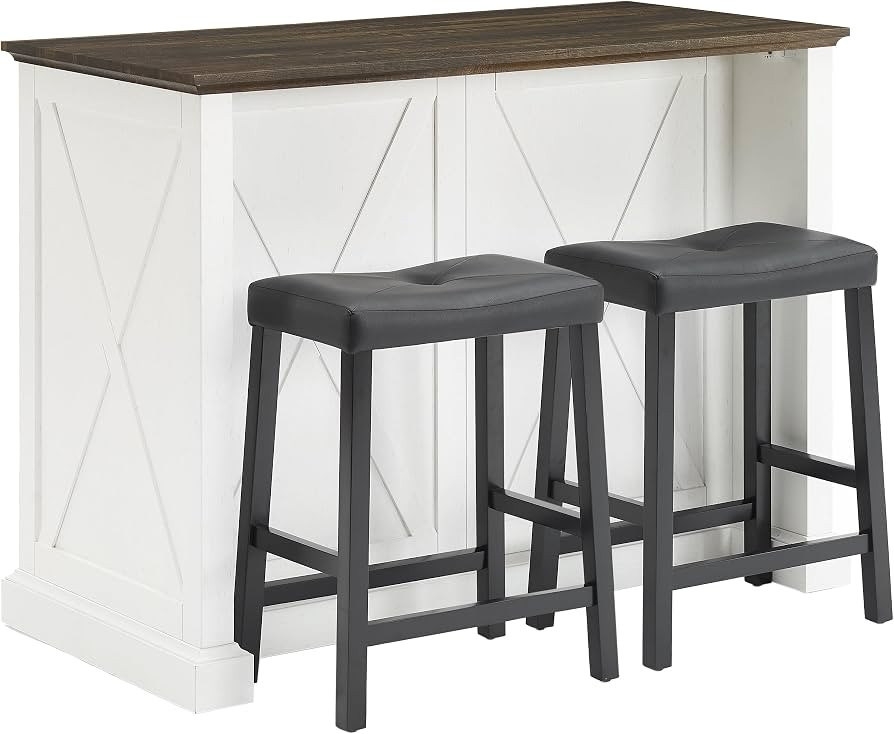 Crosley Furniture Clifton Kitchen Storage Island, Microwave Stand, Coffee Bar and Set of 2 Uphols... | Amazon (US)