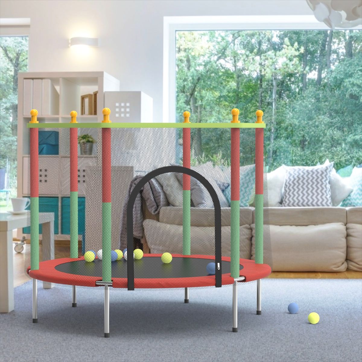 KERROGEE 55 inch Toddler Round Trampoline with Safe Enclosure Net, 4.6FT Fitness Trampoline for K... | Walmart (US)