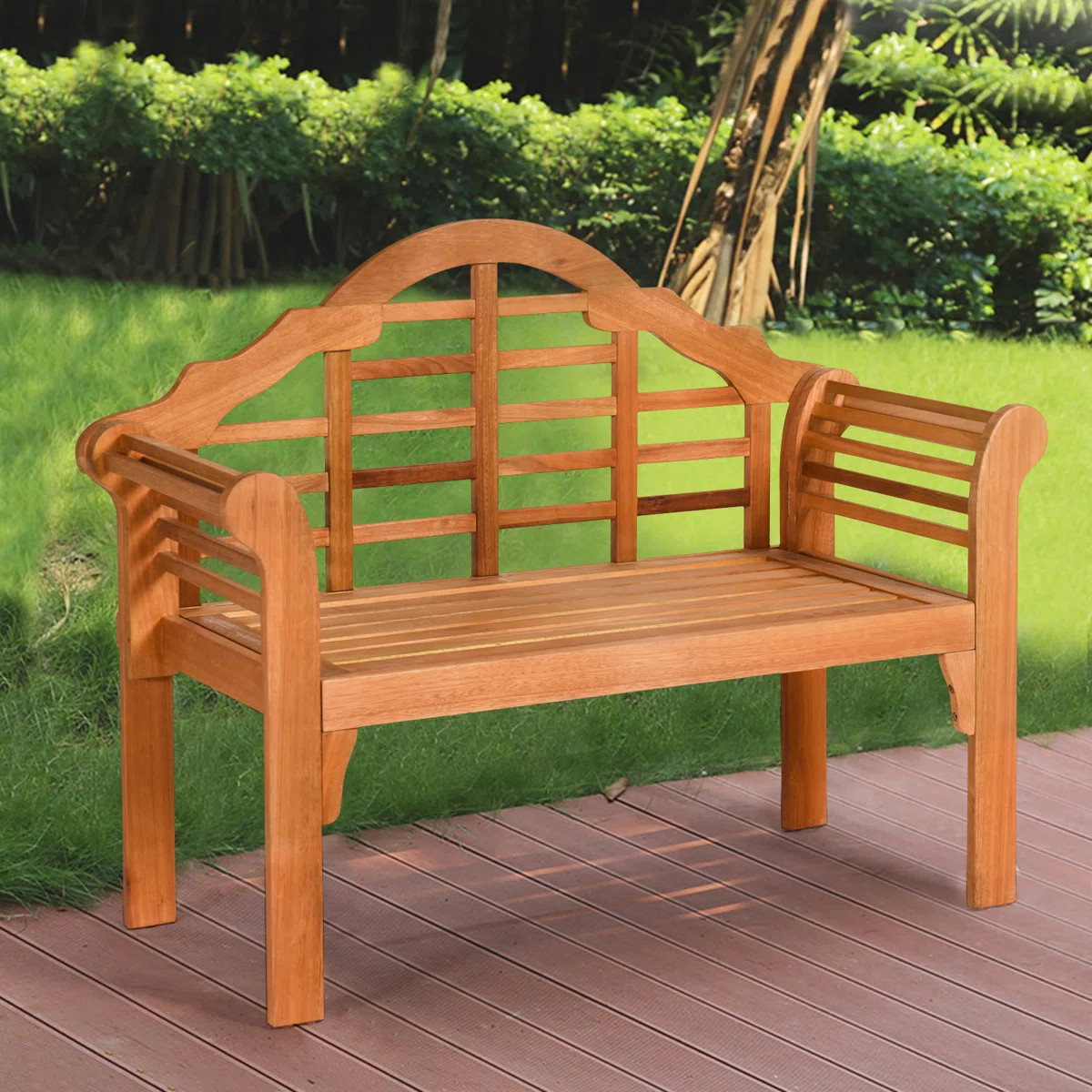 Daphie Solid Wood Eucalyptus Outdoor Bench | Wayfair North America