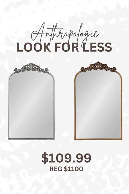 Capture the essence of Anthropologie's chic design at a fraction of the cost with our #LookForLess collection. Our curated selection of mirrors showcases the same vintage charm and intricate craftsmanship, providing a lavish feel to any room for only $109.99—a stunning saving from the regular $1100 price tag. These #AnthroStyleAlternatives are not just mirrors; they're statement pieces that reflect elegance and taste. Perfect for those seeking #HomeDecorOnABudget, they deliver high-end aesthetics without the high-end expense. #AffordableLuxury #BudgetHomeDecor #DesignerMirrorDupe #ElegantInteriors #SaveOnStyle 

#LTKhome #LTKsalealert #LTKSeasonal