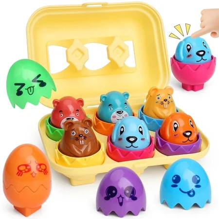 MOONTOY Easter Basket Stuffers, Easter Matching Egg Toys for Toddlers 1-3, Plastic Easter Eggs Toy, Easter Travel Game Early Learning Educational Fine Motor Skill Montessori Gift for 1 2 3 Year Old | Walmart (US)