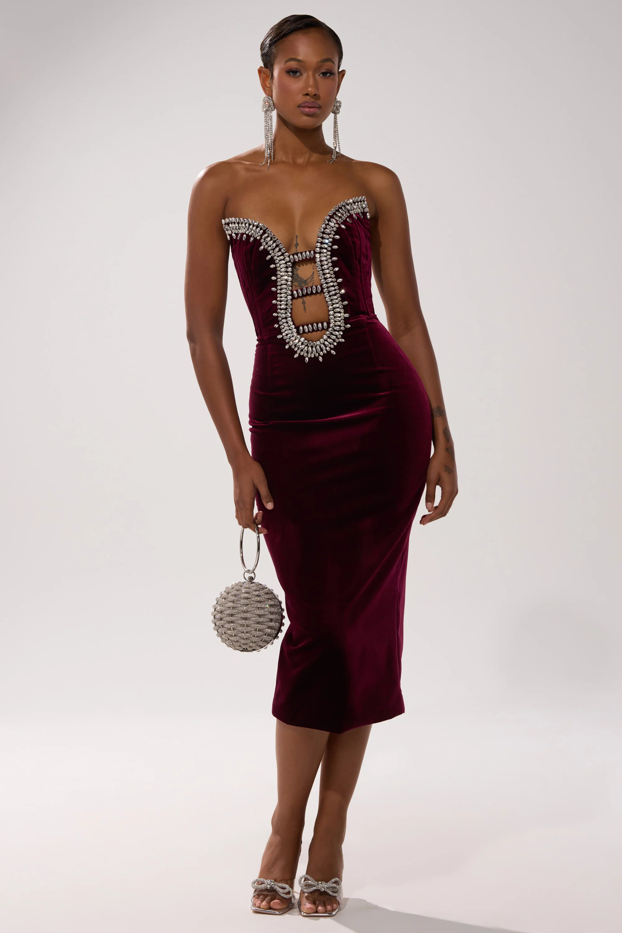 FEELIN THE LOVE VELVET RHINESTONE MINI DRESS | AKIRA