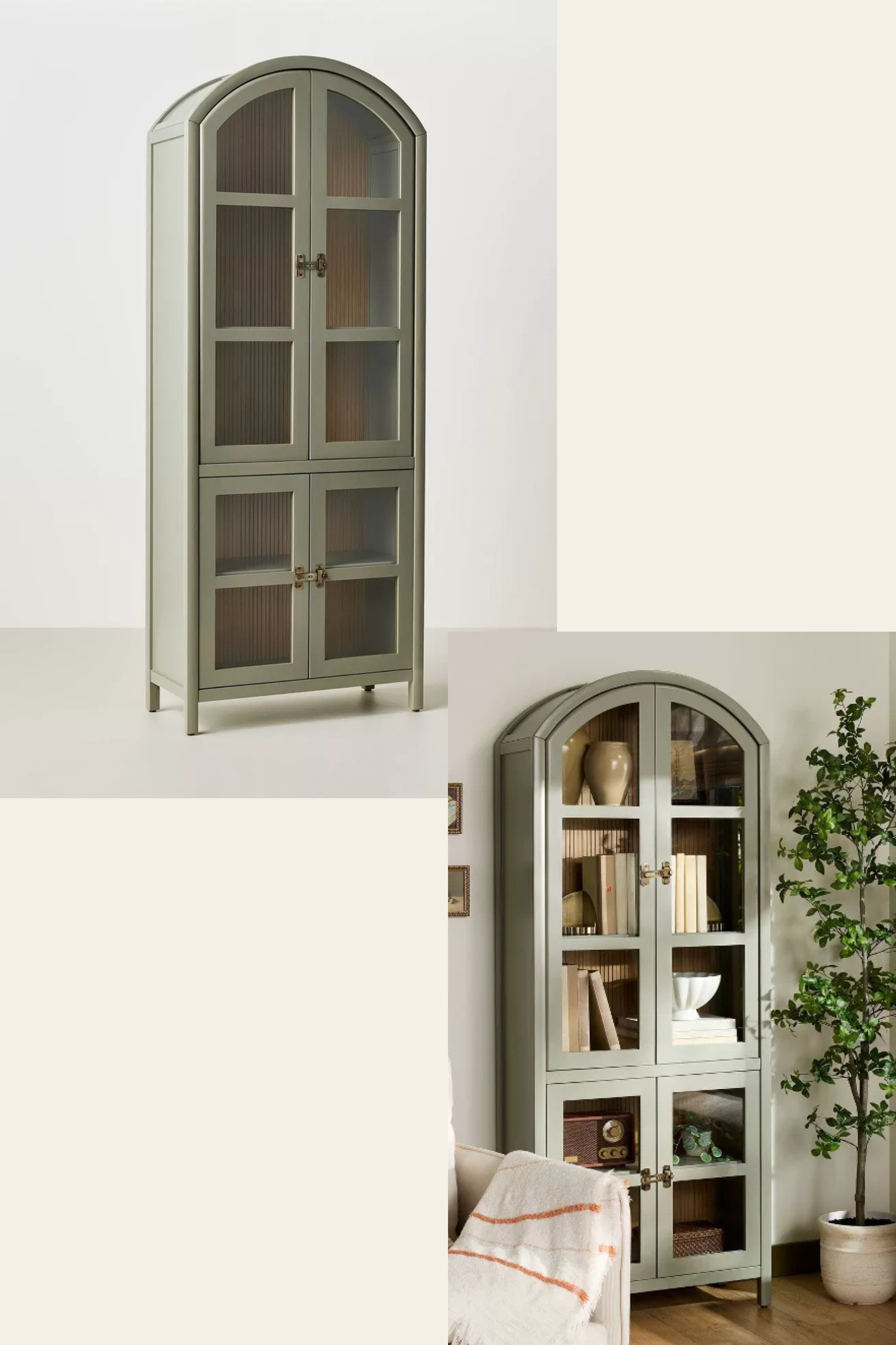 Sage Green Glass-Front Arch Cabinet | Hearth & Hand Magnolia

Showcase stylish storage with the Grooved Wooden with Glass 4-Door Arch Cabinet in sage green from Hearth & Hand with Magnolia. Featuring four glass-front doors, five shelves, a wood frame with groove detailing, FSC-certified materials, and anti-tip anchoring, this display piece is ideal for beautifully organizing books, ceramics, or decor while adding charm to any room.

Sage green cabinet, glass front cabinet, Grooved Wood Arch Cabinet, Hearth & Hand Magnolia furniture, 4-door display cabinet, adjustable shelves storage, wood veneer glass doors, anti-tip hardware cabinet, statement storage piece, display bookcase with doors, sage home decor, rustic chic cabinet, arched glass wood cabinet. 

 #LTKHome