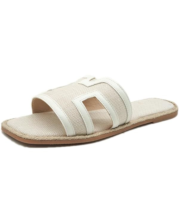 Women's Open Toe H-Band Slide Sandals Comfortable Lightweight Fitz Flat Sandals Comfy Style Breat... | Amazon (US)