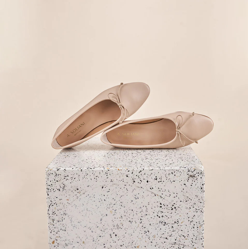 Como Italian Leather Ballet Flats in Beige Nude | A. Soliani | A.Soliani